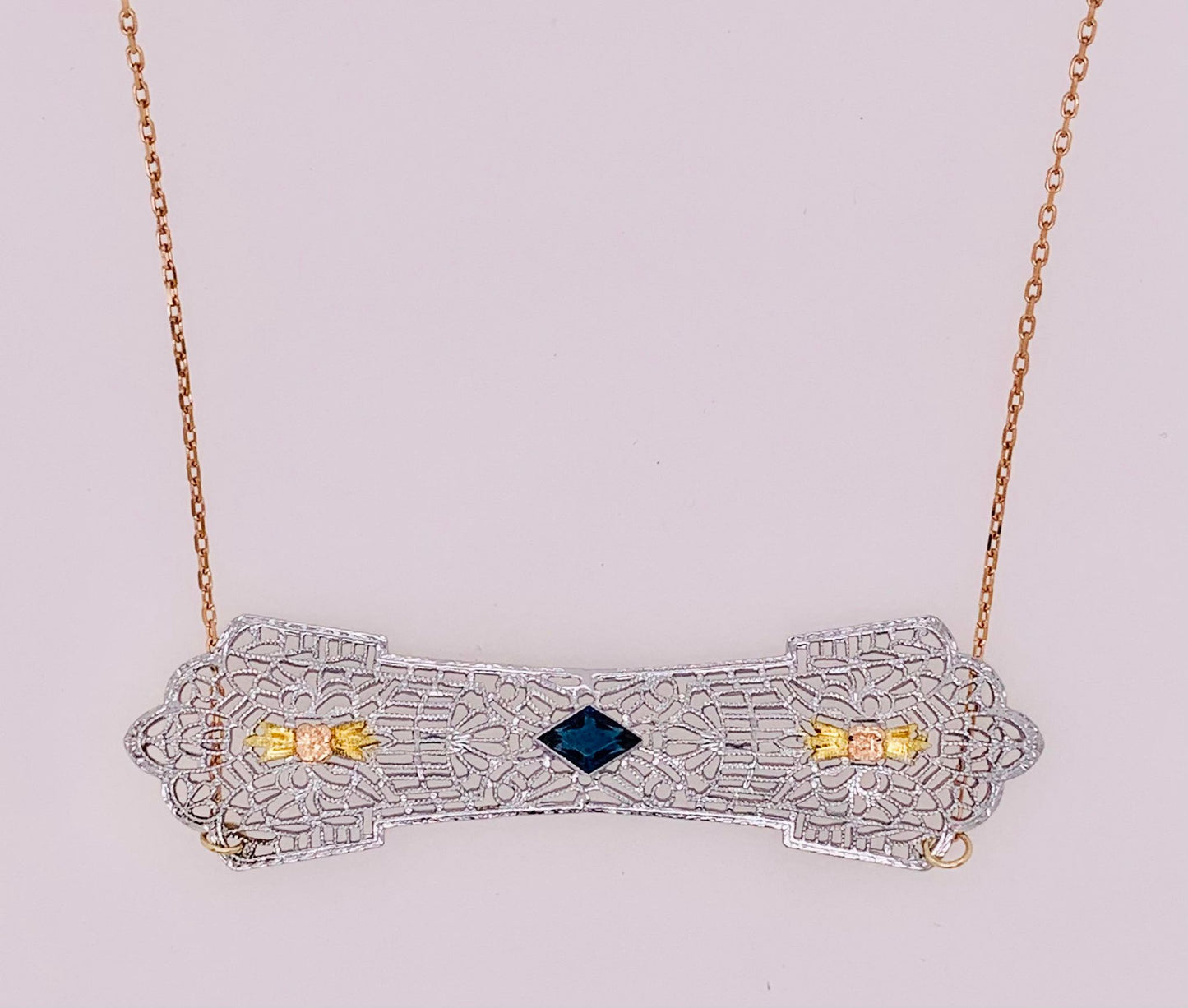 Estate Filigree Bar Pendant