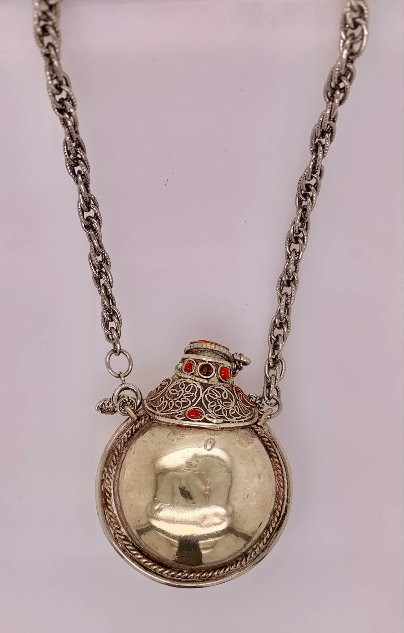 Estate Tibetan Snuff Bottle Necklace
