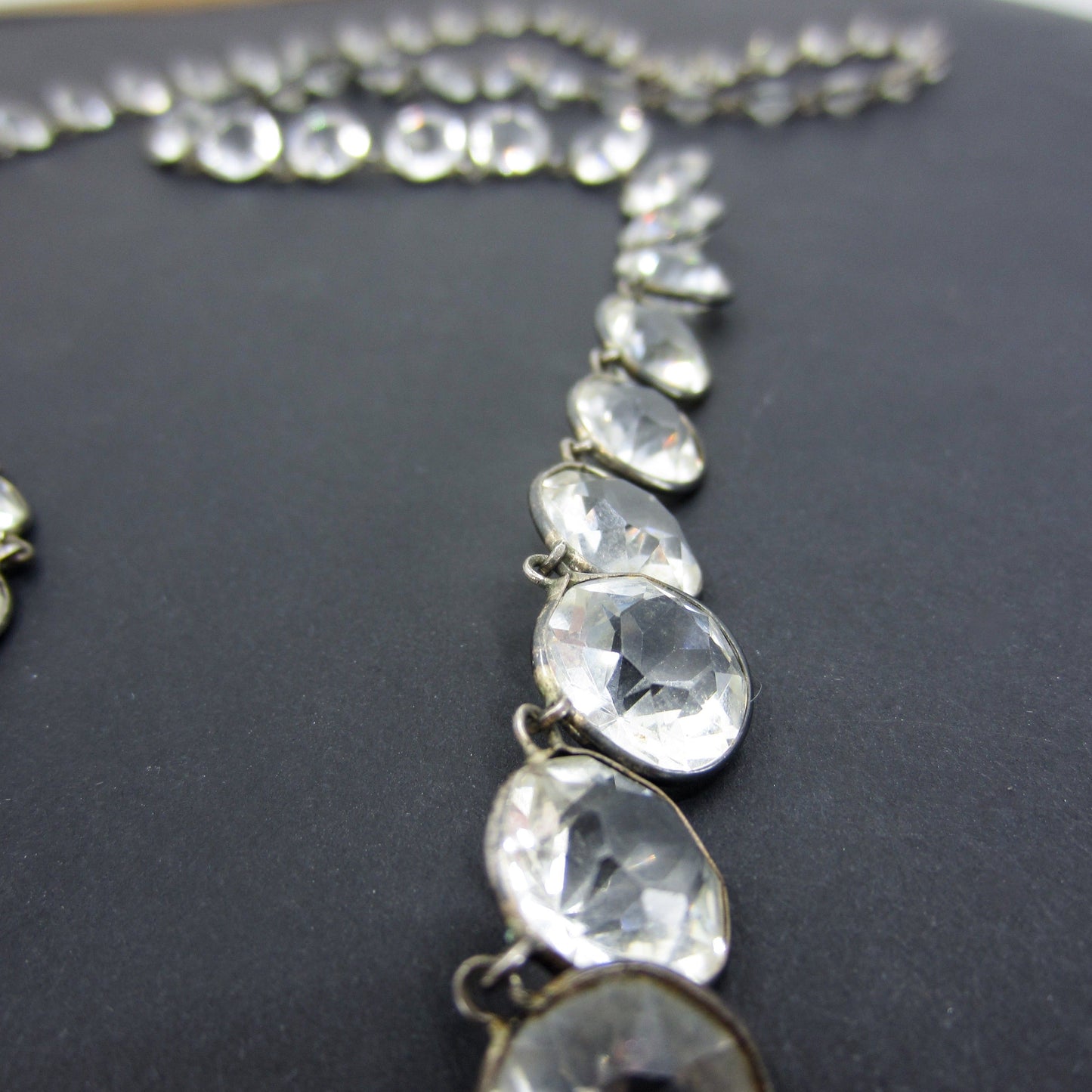SOLD Art Deco Long 32¡± Graduated Paste Crystal Necklace Sterling c. 1930