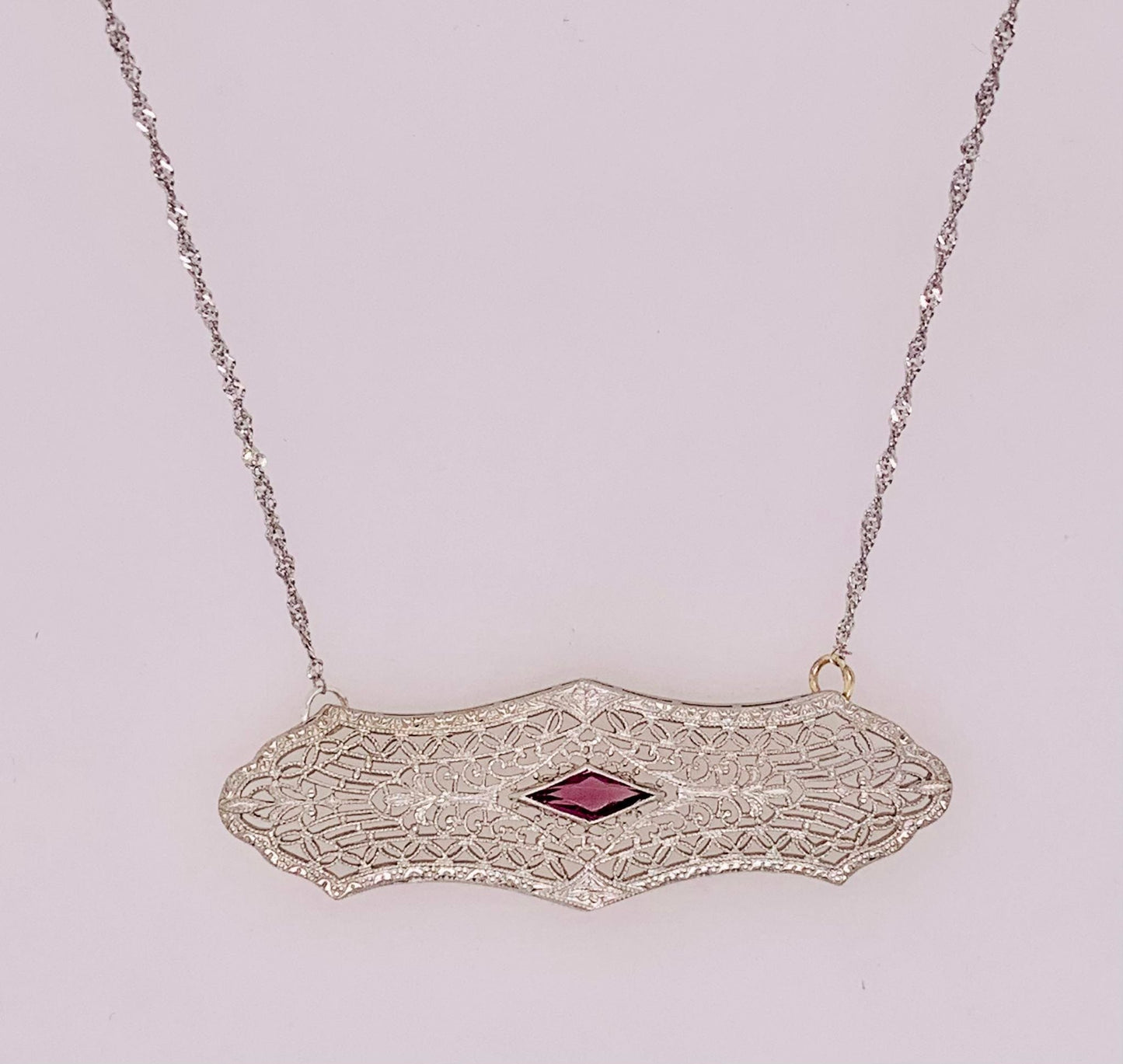 Estate Filigree Bar Pendant