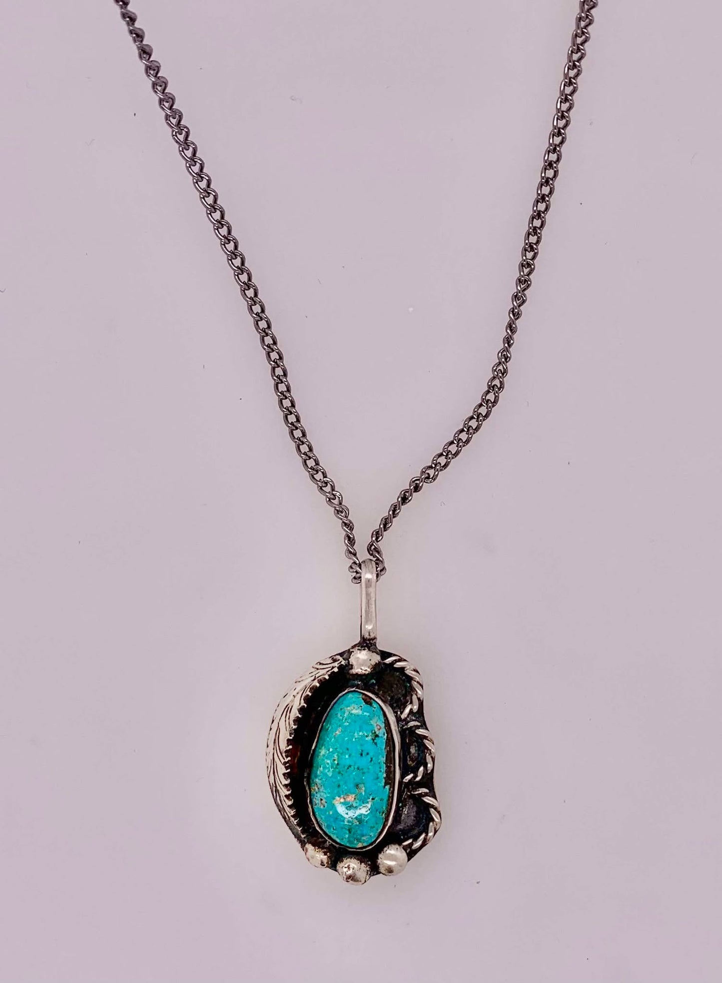 Estate Sterling Silver and Turquoise Necklace