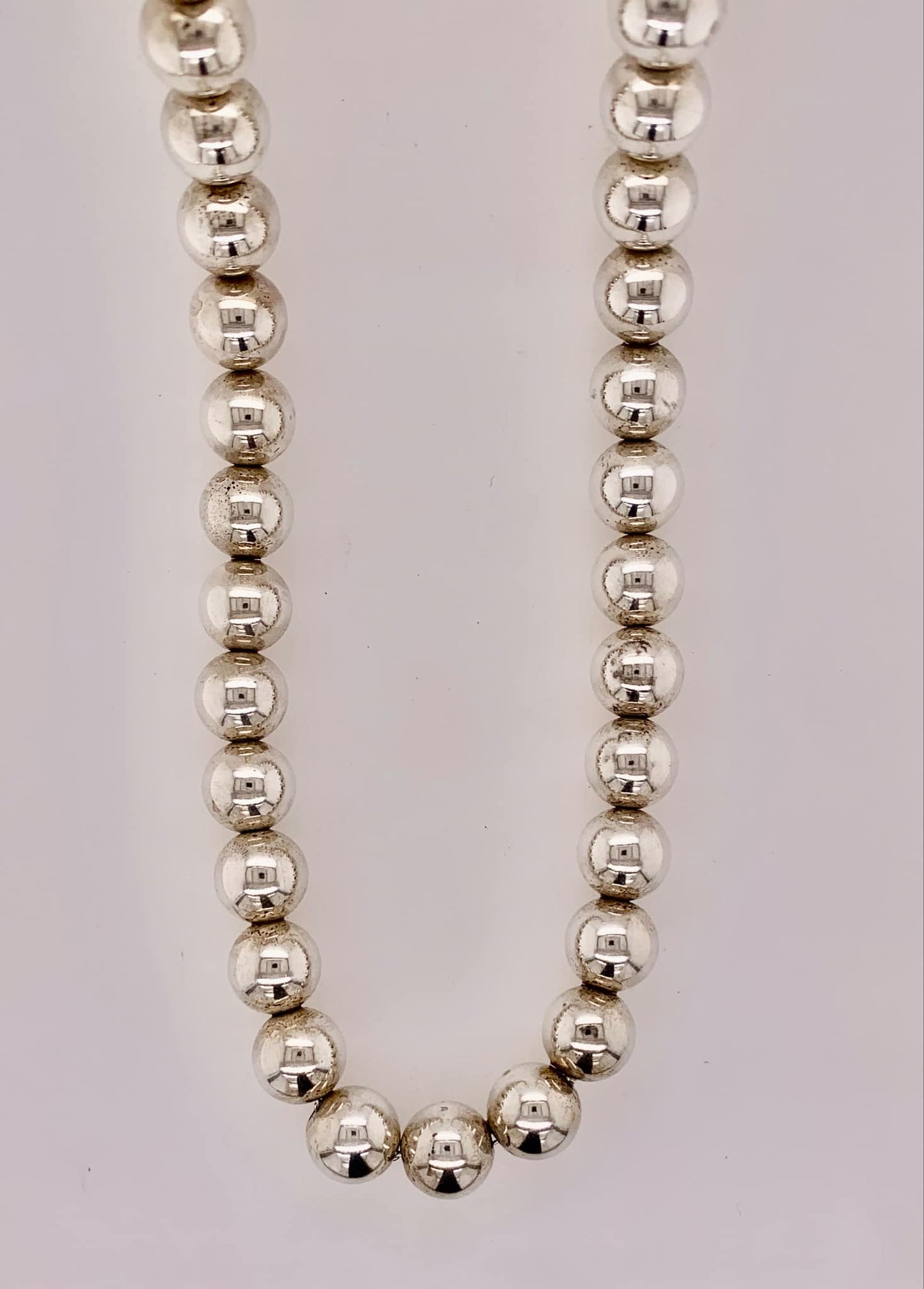 Estate Sterling Silver Bead Necklace